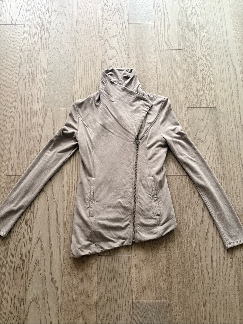 Helmut Lang Asymmetrical Zip Jacket in Taupe